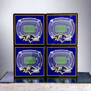 NFL Baltimore Ravens 4 Coaster Set Stadium 3-D View M&T Bank Stadium